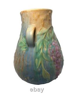 1933 Roseville Art Pottery 631-6 Brown Wisteria 6 Arts & Crafts Two Handle Vase