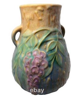 1933 Roseville Art Pottery 631-6 Brown Wisteria 6 Arts & Crafts Two Handle Vase