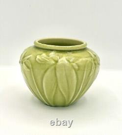 1952 Rookwood Pottery Arts & Crafts Chartreuse Green Lilies Ceramic Vase 6431