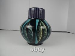 1993 April Contemporary Modern Artist George Bowes Art Pottery Vase Leaves MINT
