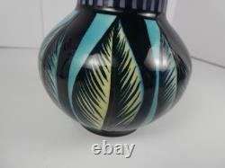 1993 April Contemporary Modern Artist George Bowes Art Pottery Vase Leaves MINT
