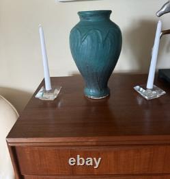 1994 Pewabic Pottery Arts Crafts Green Glazed Pottery Vase Signed Rick Prickler