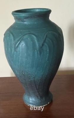1994 Pewabic Pottery Arts Crafts Green Glazed Pottery Vase Signed Rick Prickler