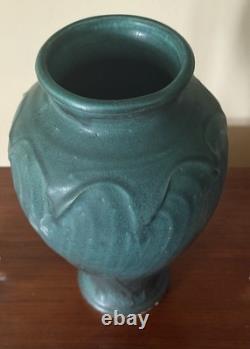 1994 Pewabic Pottery Arts Crafts Green Glazed Pottery Vase Signed Rick Prickler