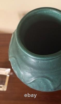 1994 Pewabic Pottery Arts Crafts Green Glazed Pottery Vase Signed Rick Prickler