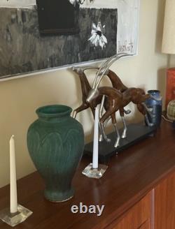 1994 Pewabic Pottery Arts Crafts Green Glazed Pottery Vase Signed Rick Prickler