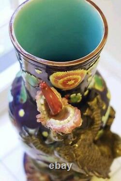 19th Century French majolica dragon vase Aesthetic Movement / Arts & Crafts