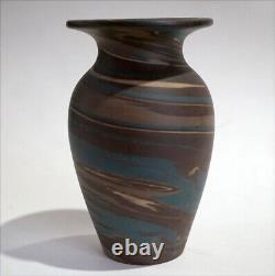 (2) Antique NILOAK Mission Swirl Arts & Crafts Pottery Vases