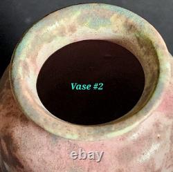 2 Burley Winter Pottery 7.5 Vases Mottled Glaze Arts &Crafts Ohio 107 Roseville