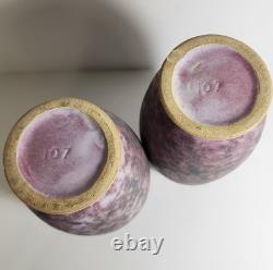 2 Burley Winter Pottery 7.5 Vases Mottled Glaze Arts &Crafts Ohio 107 Roseville