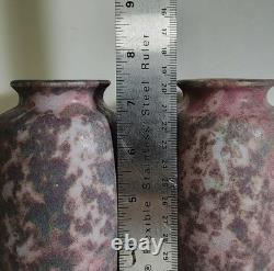 2 Burley Winter Pottery 7.5 Vases Mottled Glaze Arts &Crafts Ohio 107 Roseville