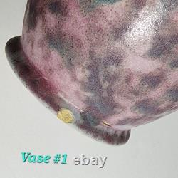 2 Burley Winter Pottery 7.5 Vases Mottled Glaze Arts &Crafts Ohio 107 Roseville