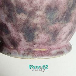 2 Burley Winter Pottery 7.5 Vases Mottled Glaze Arts &Crafts Ohio 107 Roseville