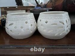 2 Robert Maxwell Signed Glazed Candle Holders California Studio Pottery
