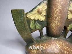 2 Roseville Dahlrose 1928 Vintage Arts & Crafts Pottery Triple Bud Vase 76-6 C30 2 Roseville Dahlrose 1928 Vintage Arts & Crafts Pottery Triple Bud Vase 76-6 C30