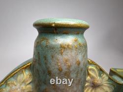 2 Roseville Dahlrose 1928 Vintage Arts & Crafts Pottery Triple Bud Vase 76-6 C30 2 Roseville Dahlrose 1928 Vintage Arts & Crafts Pottery Triple Bud Vase 76-6 C30