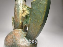 2 Roseville Dahlrose 1928 Vintage Arts & Crafts Pottery Triple Bud Vase 76-6 C30 2 Roseville Dahlrose 1928 Vintage Arts & Crafts Pottery Triple Bud Vase 76-6 C30