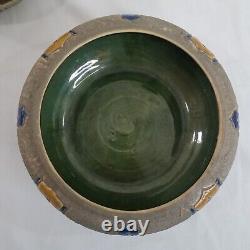 2 Roseville Pottery Mostique Gray Bowls Planters 8 and 6.5 1910s Arts Crafts