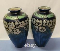 2 Vintage Royal Doulton Joan Honey Arts & Crafts Art Pottery Vases