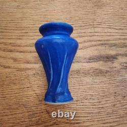 2002 Pewabic Pottery Arts & Crafts Style Matte Blue Glazed Vase