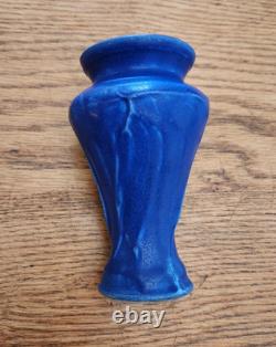 2002 Pewabic Pottery Arts & Crafts Style Matte Blue Glazed Vase