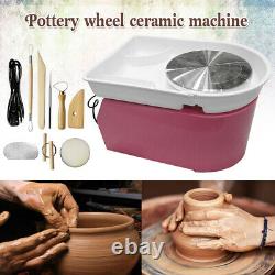 25CM 350W Electric Pottery Wheel Machine Ceramic Work Clay Art Craft Pink 110V
