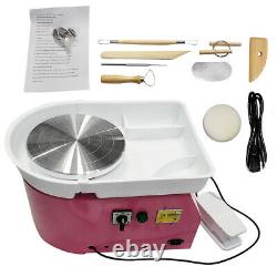 25CM 350W Electric Pottery Wheel Machine Ceramic Work Clay Art Craft Pink 110V