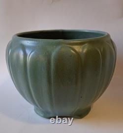 3 Weller Bedford 1920s Arts & Crafts Matte Green Molded Leaf Relief Pottery Vase