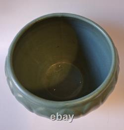 3 Weller Bedford 1920s Arts & Crafts Matte Green Molded Leaf Relief Pottery Vase