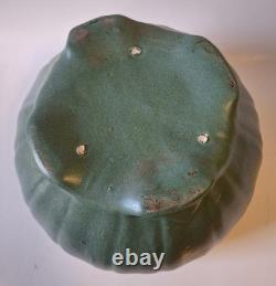 3 Weller Bedford 1920s Arts & Crafts Matte Green Molded Leaf Relief Pottery Vase
