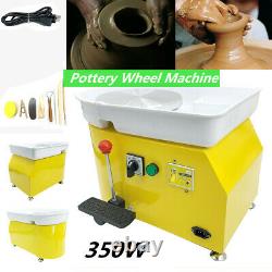 350W 25cm Electric Pottery Wheel Machine Ceramic Work Clay Art Craft Home Use US