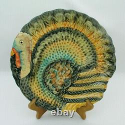 (6) Italian Ceramic Hand Crafted & Painted 11 Thanksgiving Turkey Plates