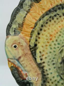 (6) Italian Ceramic Hand Crafted & Painted 11 Thanksgiving Turkey Plates