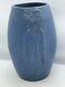 9 Zanesville Matte Blue Glaze Pottery Vase Arts & Crafts Stylized Flower #101