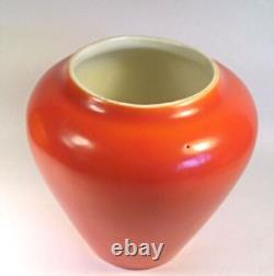 A Fine Arts and Crafts Orange Matt Glaze Signed Art Pottery Vase