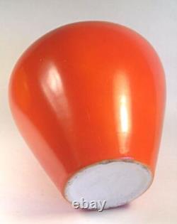 A Fine Arts and Crafts Orange Matt Glaze Signed Art Pottery Vase