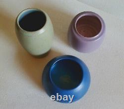 ALL MINT Marblehead Pottery LOT OF 3 Vase Bowl Arts & Crafts Grueby Fulper era