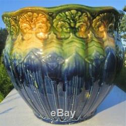 ANTIQUE BRUSH McCOY BLUE GREEN GOLD MAJOLICA GLAZE ART CRAFTS POTTERY JARDINIERE