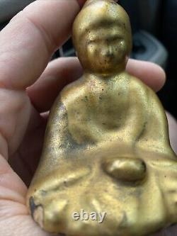 ANTIQUE ENFIELD POTTERY ARTS & CRAFTS Gold Buddha Statue Terra-Cotta RARE