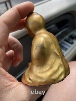 ANTIQUE ENFIELD POTTERY ARTS & CRAFTS Gold Buddha Statue Terra-Cotta RARE