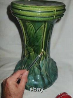 ANTIQUE MISSION ARTS & CRAFTS BRUSH McCOY ART POTTERY JARDINIERE PEDESTAL WELLER