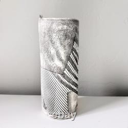 ASH Works Pottery Vase 1990 Anne Schiesel Harris Black White Memphis Style 6.5