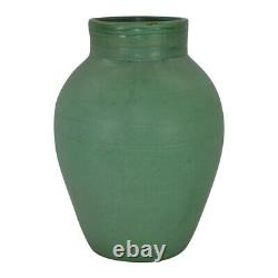 American Art Pottery Hand Thrown Matte Green Arts and Crafts Vase