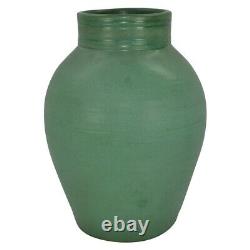 American Art Pottery Hand Thrown Matte Green Arts and Crafts Vase