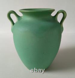 American Arts & Crafts Matte Green Two Handle 8 Vase