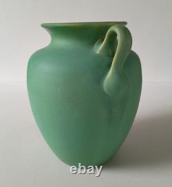 American Arts & Crafts Matte Green Two Handle 8 Vase