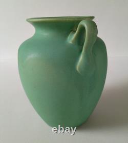 American Arts & Crafts Matte Green Two Handle 8 Vase