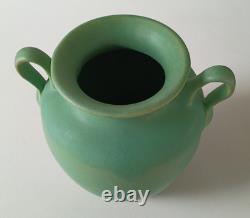 American Arts & Crafts Matte Green Two Handle 8 Vase