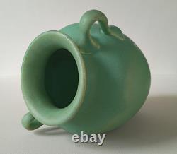 American Arts & Crafts Matte Green Two Handle 8 Vase