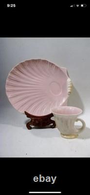 American Arts & Crafts Pottery Weller Sabrinian 4 Clam Shell Snack Sets